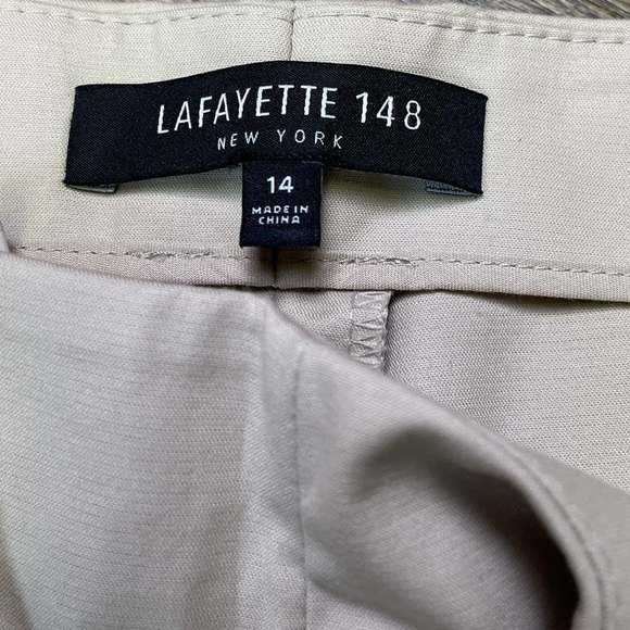 Lafayette 148 Cropped Bleecker Pant Beige Stretch Cotton Trouser Women's Size 14 - Picture 7 of 13